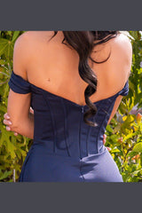 Katrina Off-The-Shoulder Sequin Sweetheart Formal Gwn (Navy) - treasures-4-u-2-day
