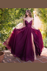 The Dani Tulle A-Line Lace-Up Jeweled Gown (Mulberry) - treasures-4-u-2-day