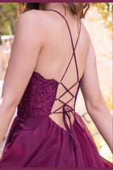 The Dani Tulle A-Line Lace-Up Jeweled Gown (Mulberry) - treasures-4-u-2-day