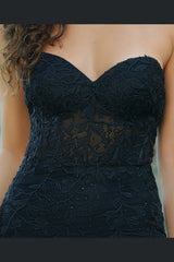 The Reva Floral Applique Sequin Studded Mini Dress (Black) - treasures-4-u-2-day