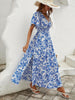 Advanced Sense Plus Size Waist Trimming Slimming V-neckline Flounced Skirt