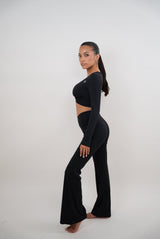 I Am Present Black Stretch Flare Legging - treasures-4-u-2-day