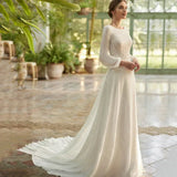 Boho Beach Wedding Dress - Long Sleeve Lace Gown Customizable | Femstylo