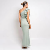 Articat Elegant Sleeveless Slant Shoulder Flower Dress Women Spring/Summer 2025 Sexy Mesh Wrap Hip Dress Party Evening Dress