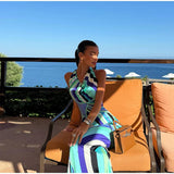 Chic Print Sling Long Dress Women Sleevless Backless Side Split Party Dresses 2025 Summer Street Beach Lady Ankle-length Robes
