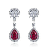 Huitan Brilliant Red CZ Drop Earrings for Women Gorgeous Attractive Creative Accessories for Engagement Charming Wedding Jewelry