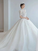 Luxury White Wedding Dress With Beads