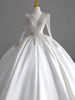Long Sleeve Satin V-neck Wedding Gown EDW109