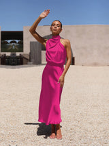 Summer Luxury Sleeveless Silk Satin Long Dress Women Elegant Off Shoulder Celebrity Evening Dress Partywear Lady Trumpet Dress