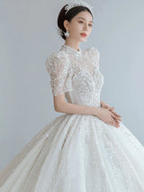 Luxury White Wedding Dress With Beads