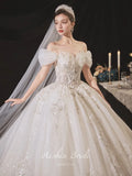 Luxury Boat Neck Wedding Dress EDL108