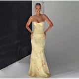 Women Flower Printed Sling Long Dresses Sleeveless Off Shoulder Floor Length Backless Maxi Dress Lady Elegant Chic Party Robe