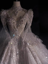 White Long Sleeved High-end Wedding Dress EDW2309