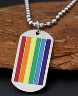 Rainbow Dog Tag Necklace – LGBTQ+ Pride Pendant on 24" Ball Chain - treasures-4-u-2-day