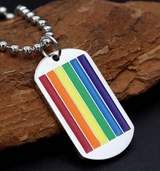 Rainbow Dog Tag Necklace – LGBTQ+ Pride Pendant on 24" Ball Chain - treasures-4-u-2-day