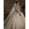 Luxury Wedding Gown with Shiny High Neck Beads