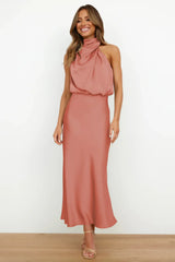 Summer Luxury Sleeveless Silk Satin Long Dress Women Elegant Off Shoulder Celebrity Evening Dress Partywear Lady Trumpet Dress