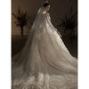 Luxury Wedding Gown with Shiny High Neck Beads