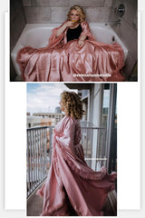 Luxury Satin Feather Bridal Robe | Victorian Style Wedding & Photoshoot Robe