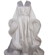 Luxury Satin Feather Bridal Robe | Victorian Style Wedding & Photoshoot Robe