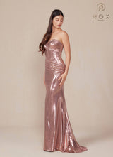 Nox Anabel T1499 Dress Strapless Metallic Satin Fitted Gown