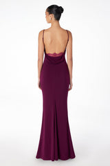 Astee T2008 Fitted Spaghetti Strap Open Back with Lace Detail Gown