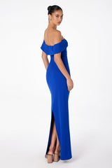 Astee T2011 Off the Shoulder Fitted Evening Gown Back Slit
