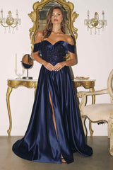 Amoris T614 Off the Shoulder A-Line Gown Sequin Bodice