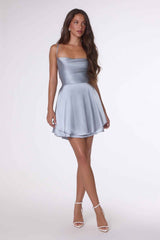 Amoris T616 Fit and Flare Satin Mini Party Dress