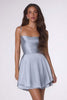 Amoris T616 Fit and Flare Satin Mini Party Dress