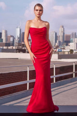Ladivine Amoris T702 Strapless Scoop Neckline Fitted Chiffon Dress