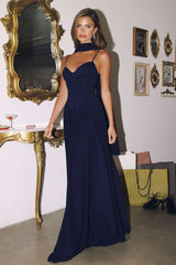 Amoris T711 Long Spaghetti Strap A-Line Chiffon Dress