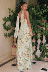 Amoris T717 Floral Chiffon A-Line Gown Corset Back