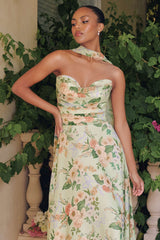 Amoris T717 Floral Chiffon A-Line Gown Corset Back