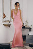 Amoris T720 Halter Satin Sleek Floor Length Gown