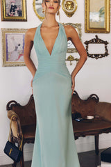 Amoris T720 Halter Satin Sleek Floor Length Gown