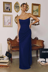 Amoris T726 Strapless Side Sash Chiffon Formal Gown