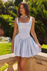 Amoris T735 Soft Satin Flared Mini Dress Adjustable Back