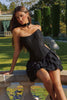 Amoris T739 Short Strapless Mini Tiered Chiffon Ruffle Skirt
