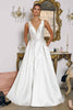 Amoris T814W V-Neckline Satin A-Line Mikado Bridal Gown
