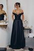 Amoris T821 Off Shoulder Sweetheart Neck Satin A-Line Dress