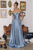 Amoris T821 Off Shoulder Sweetheart Neck Satin A-Line Dress