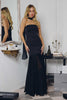 Amoris T825 Strapless Satin Bodice Pleated Chiffon Skirt Fitted Dress
