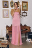 Amoris T825 Strapless Satin Bodice Pleated Chiffon Skirt Fitted Dress