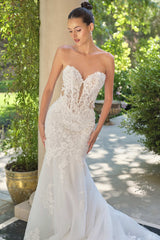 Andrea & Leo WL065 Mermaid Bridal Gown Removable Sheer Lace Sleeves