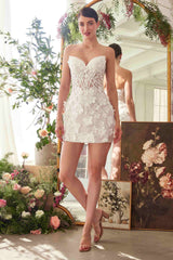 Andrea & Leo WL083 Deep Sweetheart Strapless Midi Short Bridal Dress