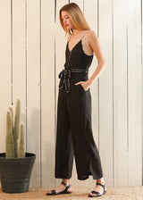 Women's Multi-color Binding Jumpsuit in Black - treasures-4-u-2-day