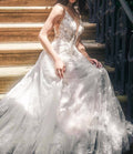 Deep Plunging A-line Wedding Gown