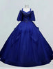 Royal Blue Long Wedding Dress Plus Size Evening Gown Lace Applique Ball Gown A line Wedding Gown Layered Formal Dress Bateau dress