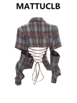 2025 Spring Summer Women Y2k Design Harajuku Shirts Long Sleeve Aesthetic Tops Backless Blouses Design Grunge New Goblin Core